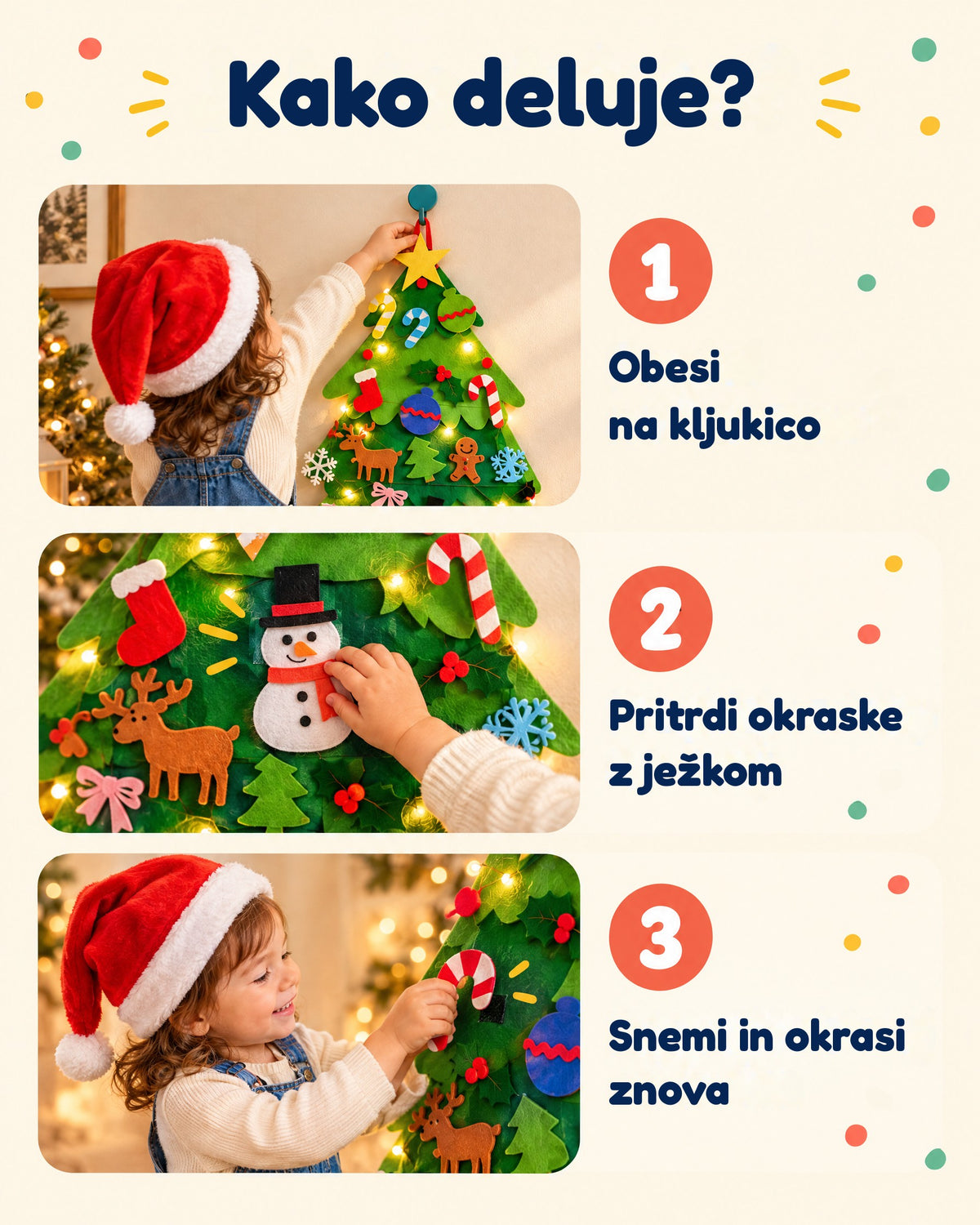 Božično drevesce iz filca – 32 okraskov
