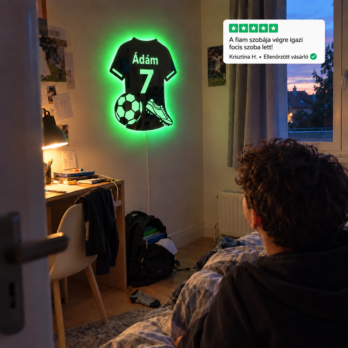 Lumigól focis LED tükör